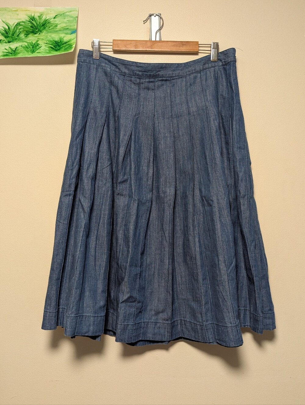 J.Crew Chambray Pleated Midi Skirt Women's Size 14 Lyocell Cotton - Picture 1 of 7